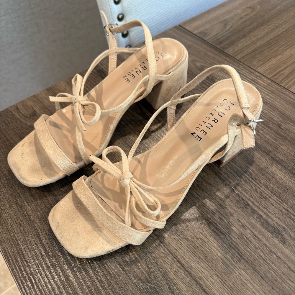 Journee Collection Cream Strappy Sandals